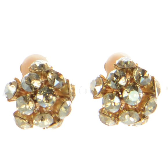 Oscar De La Renta Crystal Button Clip-on Earrings
